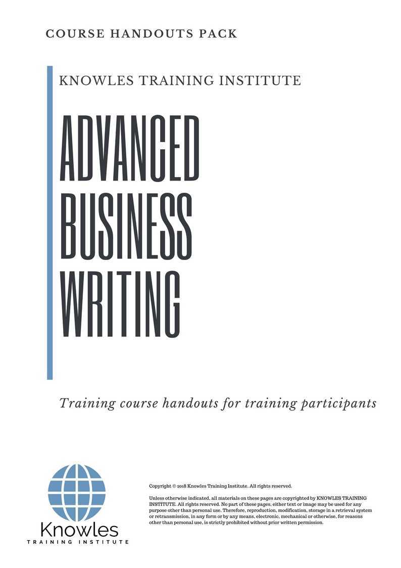 Advanced Business Writing Training Course in Laos Handouts