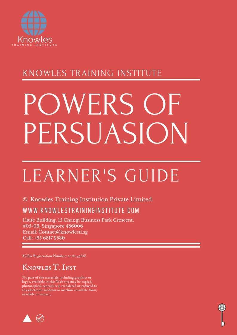 Powers Of Persuasion Training Course in Laos Learner’s Guide